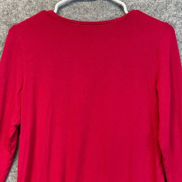 EILEEN FISHER Top Women’s Small Red Stretch Jersey Long Sleeve Crewneck T-Shirt - Picture 9 of 10